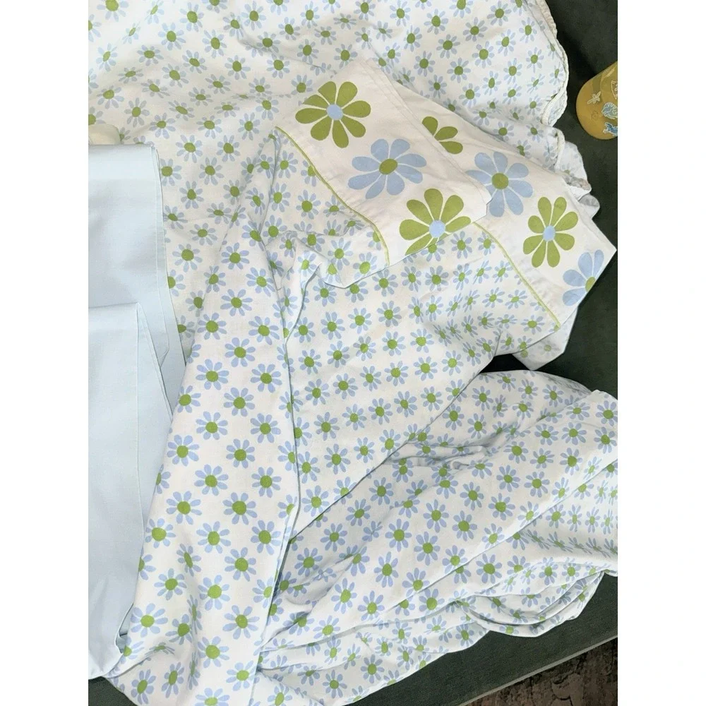 Vtg Lady‎ Pepperell Full Flat Sheet Set Flower Power 70s Groovy Retro